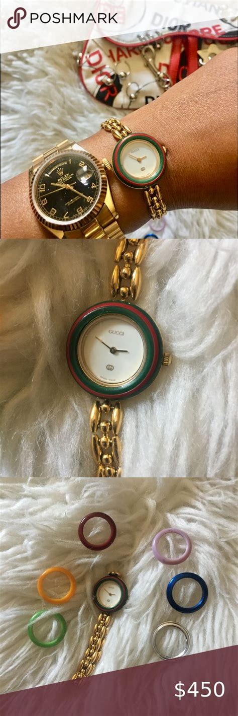 gucci watch changeable colors|gucci bezel watch original price.